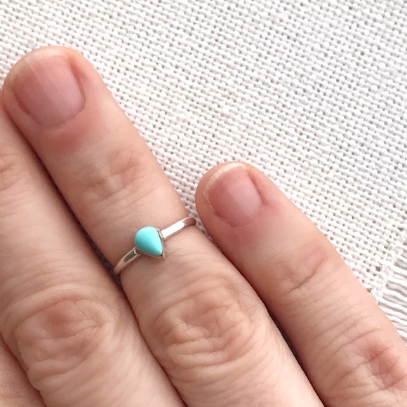 VINTAGE Native Turquoise Sterling Stacking Ring - Picture 2 of 6